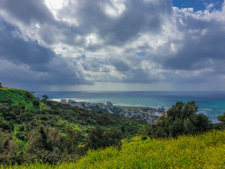 Fototapeta na wymiar Mount Carmel in Haifa, Stella Maris. Travel to Israel in winter.