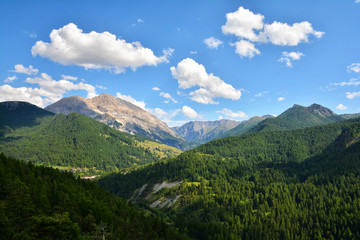 Fototapeta na wymiar Beautiful summer landscape in the Alps mountains, near Sestriere ski resort, Italy