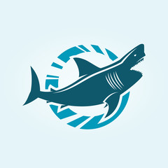 Shark icon. Shark silhouette in abstract circle