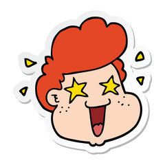 sticker of a cartoon boy's face