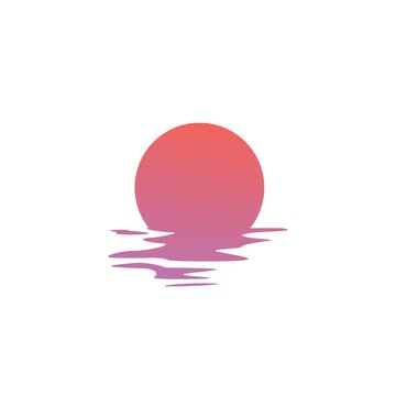 sunset logo vector icon sea gulf coast illustration