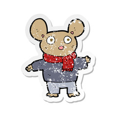 Obraz na płótnie Canvas retro distressed sticker of a cartoon mouse in clothes