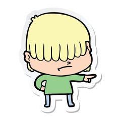 sticker of a cartoon boy with untidy hair