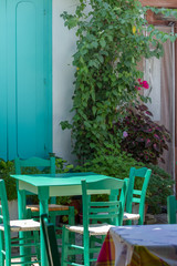 Typical Greek restaurant, Vourliotes, Samos Island, Greece