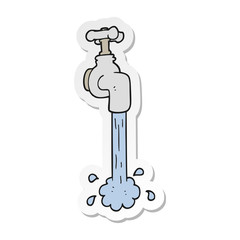 sticker of a cartoon running faucet