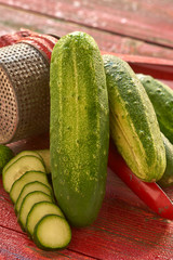 Farm to Table Kirby Slicing Cucumbers on Barn Boards