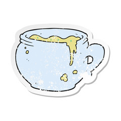 retro distressed sticker of a cartoon mug of soup