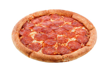 Delicious classic italian Pizza Pepperoni with sausages and cheese mozzarella