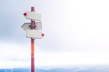 Blank pointer in the mountains