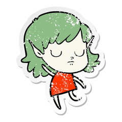 distressed sticker of a cartoon elf girl