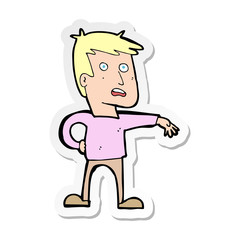 sticker of a cartoon man making camp gesture