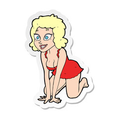 sticker of a cartoon funny sexy woman