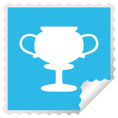 square peeling sticker cartoon gold trophy