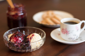 Blackberry Jam with cookies.