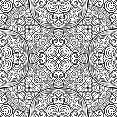 Seamless geometric line pattern in eastern or arabic style. Exquisite monochrome texture. Black and white graphic background, lace pattern