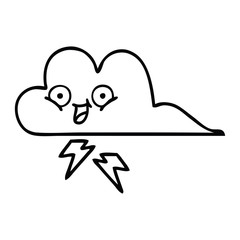 line drawing cartoon thunder cloud