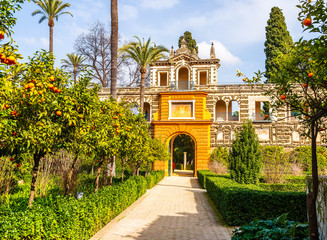 Fototapeta premium Jardin de l'Alcazar à Séville en Andalousie, Espagne