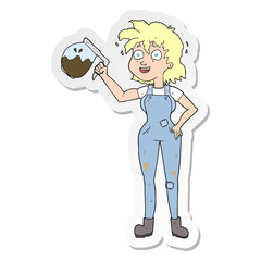 sticker of a too much coffee cartoon