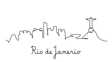 One line style Rio de Janerio city skyline. Simple modern minimalistic style vector.