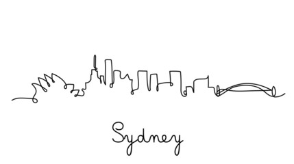 Fototapeta premium Panoramę miasta Sydney w stylu jednej linii. Prosty nowoczesny minimalistyczny styl wektor.