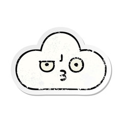 distressed sticker of a cute cartoon white cloud