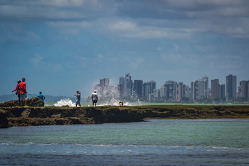 Naklejka premium Cities of Brazil - Recife, Pernambuco state's capital - Boa Viagem Beach