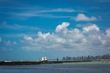 Fototapeta na wymiar Cities of Brazil - Recife, Pernambuco state's capital - Boa Viagem Beach