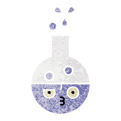 retro illustration style cartoon test tube