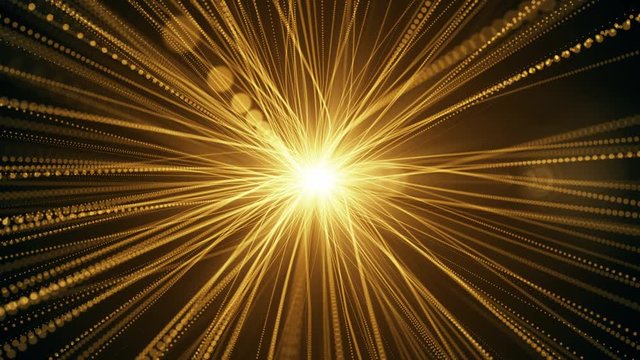 Neural connect lines of communication as a data connection in the central brain. Abstract orange lines on a dark background.