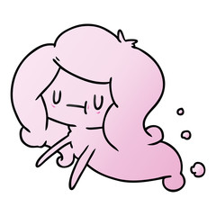 gradient cartoon of a kawaii cute ghost