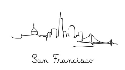 One line style san francisco city skyline. Simple modern minimaistic style vector.