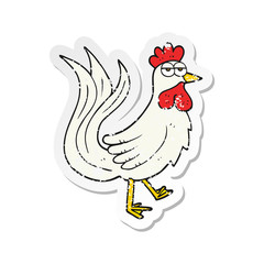 retro distressed sticker of a cartoon cock