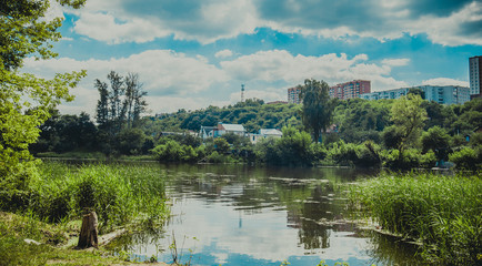 Small city river beach