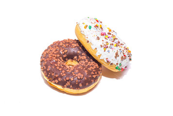 Two donuts on white background