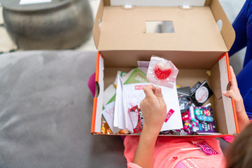 Girl with Valentine craft box