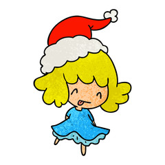 christmas textured cartoon of kawaii girl