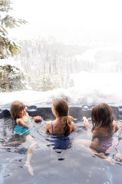 Girls In Hot Tub In Snow