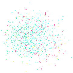 Multicolored pattern with geometric elements on isolated white. Colorful background with confetti. Holiday texture. Luxury colored frame. Print for banner, flyer, poster and textile