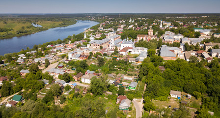 Obraz premium Landscape of Kasimov on Oka river with Ascension Cathedral
