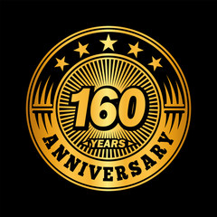 160years anniversary. Anniversary logo design. Vector and illustration.