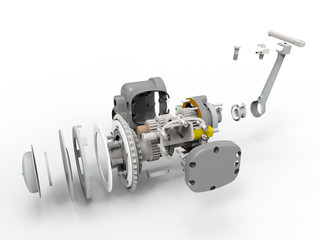 3D render - engine casing elements