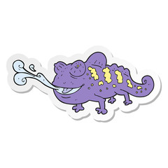 sticker of a cartoon chameleon