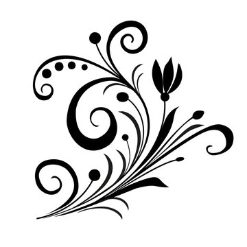 Vintage floral element in retro antique style foliage swirl decorative design element filigree calligraphy
