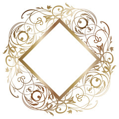 Wedding Card Illustration. Gold and white Invitation in . Bridal Shower Template