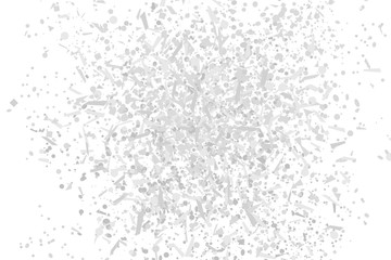 Multicolored confetti on isolated white background. Geometric holiday texture with glitters. Image for banners, posters and flyers. Black and white illustration