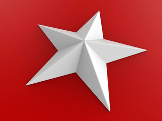 3D render - white star on a red background