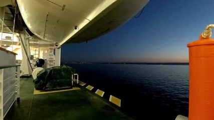 Irish ferry leaving Cherbourgh in France to Dublin harbour - Ireland