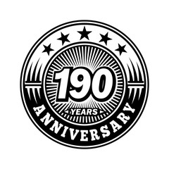 190 years anniversary. Anniversary logo design. Vector and illustration.