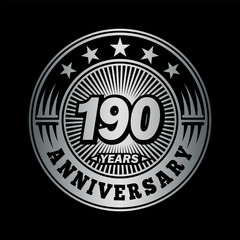 190 years anniversary. Anniversary logo design. Vector and illustration.