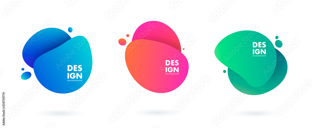Sticker abstract liquid shape. fluid design. isolated gradient waves with geometric lines, dots. vector illu